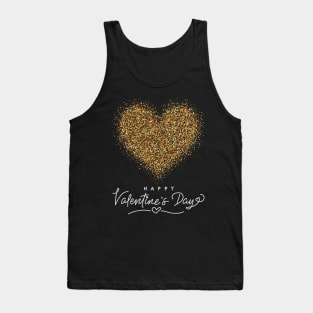 Glitter Gold Heart Valentines Day Tank Top